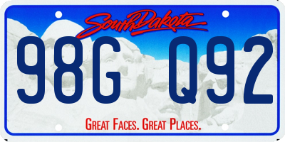 SD license plate 98GQ92