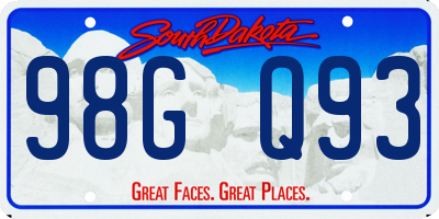 SD license plate 98GQ93