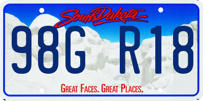 SD license plate 98GR18