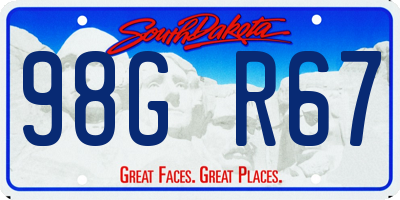 SD license plate 98GR67