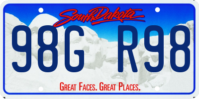 SD license plate 98GR98