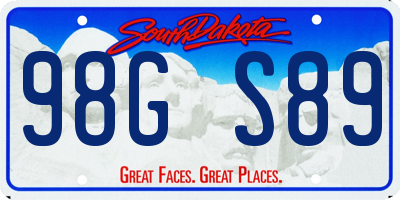 SD license plate 98GS89