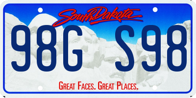 SD license plate 98GS98