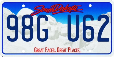 SD license plate 98GU62