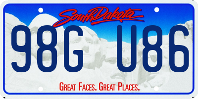 SD license plate 98GU86