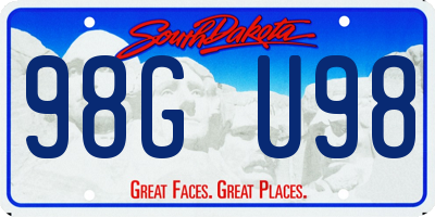 SD license plate 98GU98