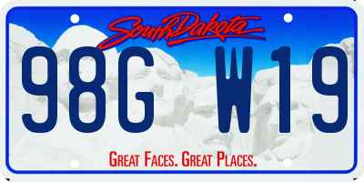 SD license plate 98GW19