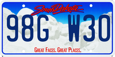 SD license plate 98GW30