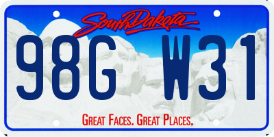 SD license plate 98GW31