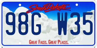 SD license plate 98GW35
