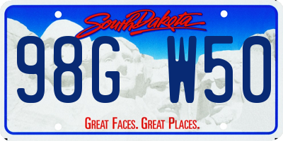 SD license plate 98GW50