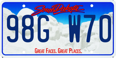 SD license plate 98GW70