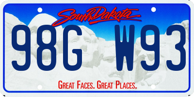 SD license plate 98GW93