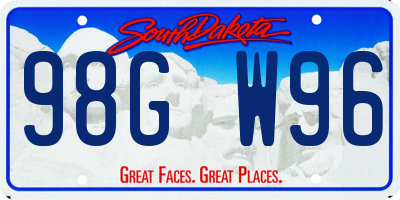 SD license plate 98GW96
