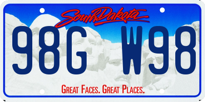 SD license plate 98GW98