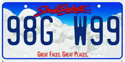 SD license plate 98GW99