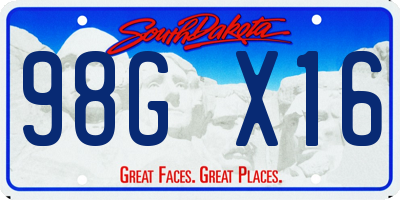 SD license plate 98GX16