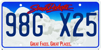 SD license plate 98GX25