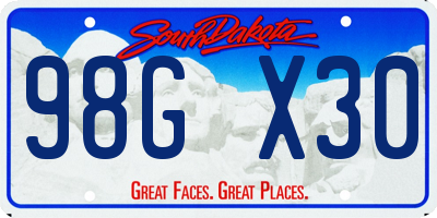 SD license plate 98GX30