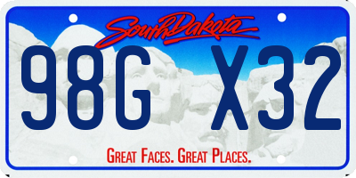 SD license plate 98GX32