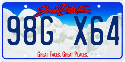 SD license plate 98GX64