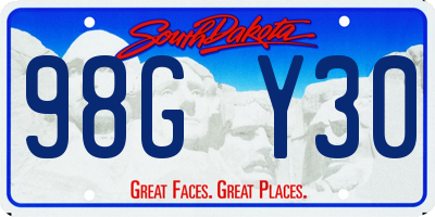 SD license plate 98GY30