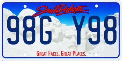 SD license plate 98GY98