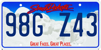SD license plate 98GZ43