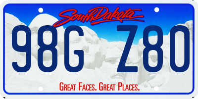 SD license plate 98GZ80
