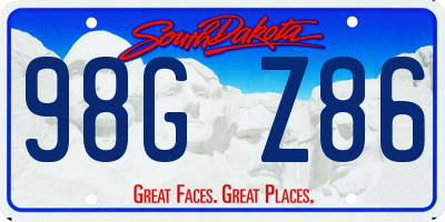 SD license plate 98GZ86