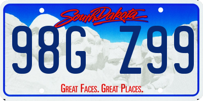 SD license plate 98GZ99