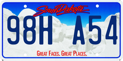 SD license plate 98HA54