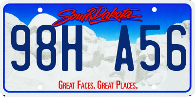 SD license plate 98HA56