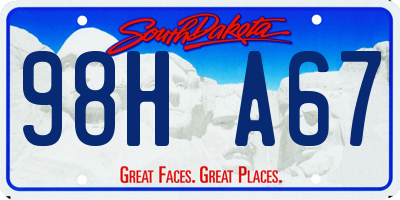SD license plate 98HA67