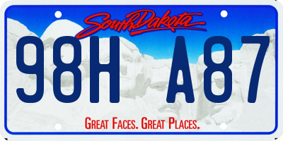 SD license plate 98HA87