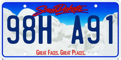 SD license plate 98HA91