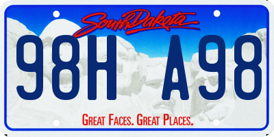SD license plate 98HA98