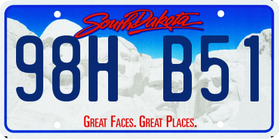 SD license plate 98HB51