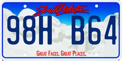 SD license plate 98HB64