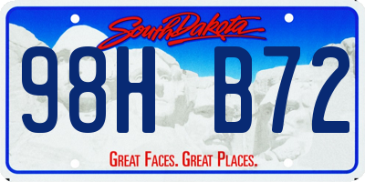 SD license plate 98HB72
