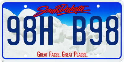 SD license plate 98HB98