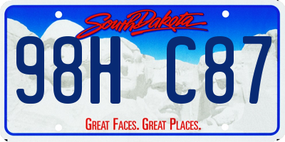SD license plate 98HC87