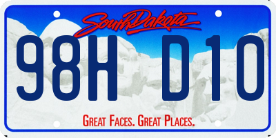 SD license plate 98HD10