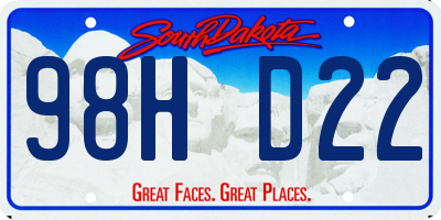 SD license plate 98HD22