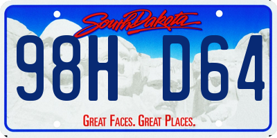 SD license plate 98HD64