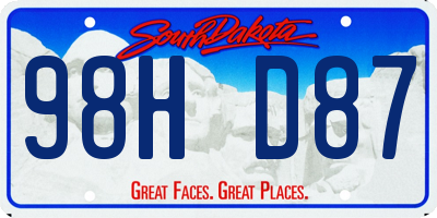 SD license plate 98HD87