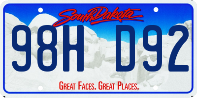 SD license plate 98HD92