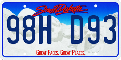 SD license plate 98HD93