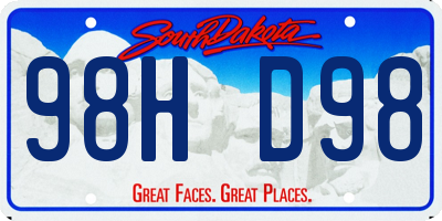 SD license plate 98HD98