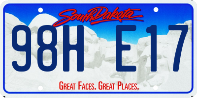 SD license plate 98HE17